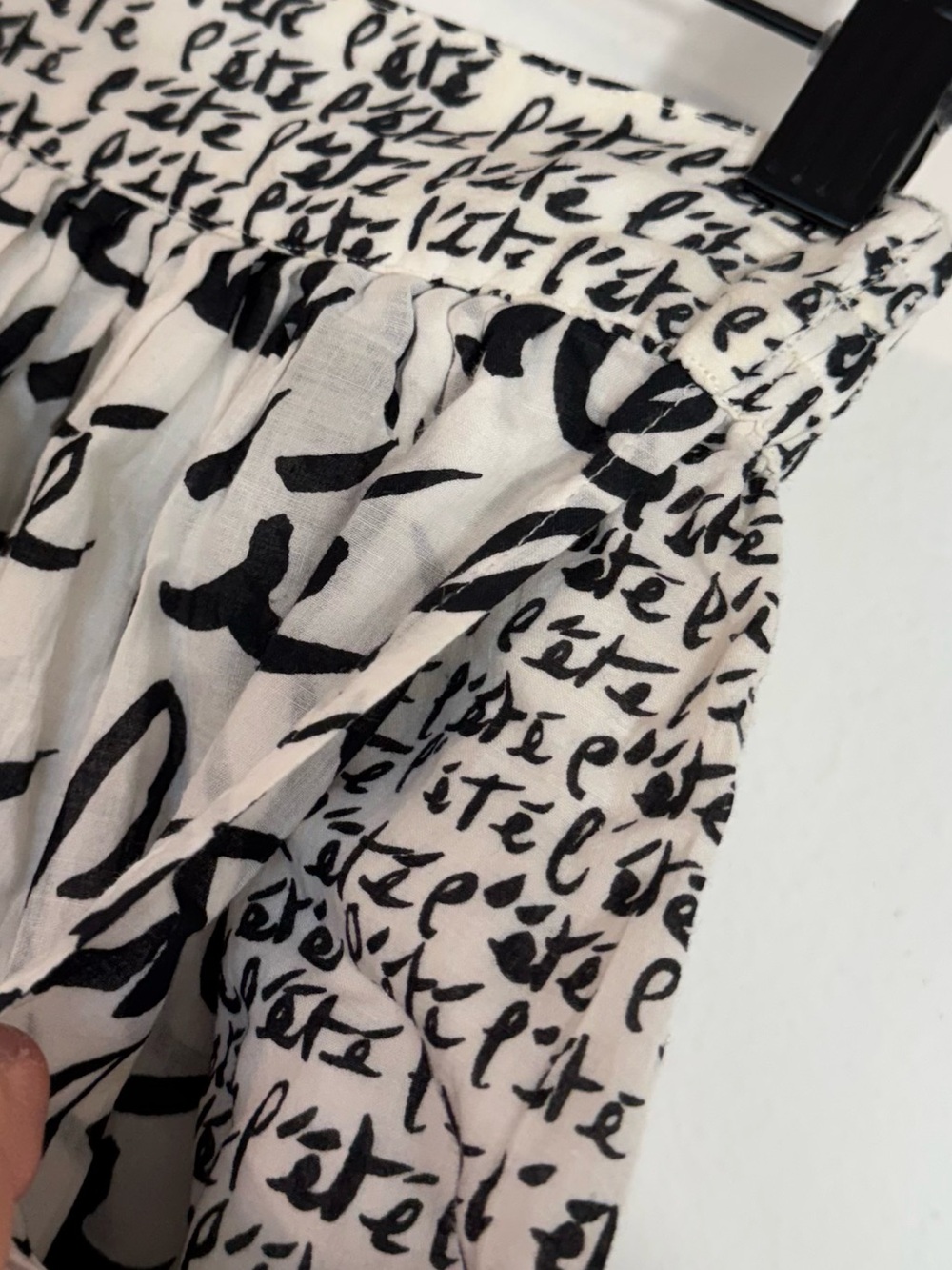 Mii Collection Poplin Black & White Script Maxi Skirt with Elastic Waist Small - Picture 6 of 9